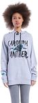 NFL Carolina Panthers Women's Fleece Hoodie Pullover Sweatshirt Tie Neck, Large, Gray