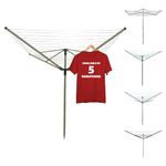 Strata 194 FT Umbrella Clothesline Outdoor - Clothes Line Outdoors Sahara Beige Aluminum Frame with Ground Spike & Socket - Clotheslines for Outside Laundry Drying, Washing Line for Hanging Clothes