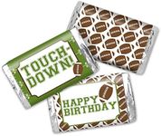 Football Touchdown Birthday Mini Chocolate Candy Bar Sticker Wrappers for Kids, 45 1.4" x 2.6" Wrap Around Labels by AmandaCreation, Great for Party Favors
