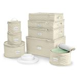 Sorbus China Storage Containers (Quilted) - Glass & Dish Storage Containers for Transport, Moving, Party - 8 Pc Stackable Plate Storage Set for Dinnerware, Mugs, Cups - Felt Plate Protectors Included