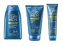 Pack of 3 Avon Care Sensitive Shower & Shave Set for Men 2in1 Anti dandruff shampoo and Conditioner 200ml sensitive shave gel 150ml sensitive After Shave balm 100ml