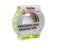 ProDec Advance ATMT006 24mm (1 inch) x 50m Low Tack Precision Edge Multi Surface Painters Masking Tape for Razor Sharp Lines with No Paint Bleed For Indoor Painting and Decorating, Green