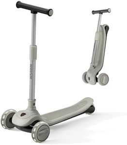 BEIESTATE Aesthetic Foldable Kids Scooter, 3 Wheel Scooter for Kids Ages 3-18, Max 220 lbs, Steering Limit Lock, Adjustable Handlebar, One-Piece Brake, 3 Light Up Wheels Kick Scooter for Boys & Girls