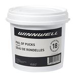 Winnwell Black Ice Hockey Pucks - Pail of Standard 6oz Weighted Training Ice Puck, Official Size, Great for Stick Handling & Training Drills for Youth & Adult Players- 18 Pack