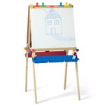 Melissa & Doug Deluxe Wooden Standing Art Easel, Arts & Crafts, Multiple-Use Easel, Chalkboard, Dry-Erase Board, Paper-Roll Holder, 119.38 cm H × 68.58 cm W × 66.04 cm L Assembled