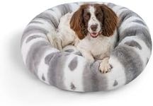 Best Friends by Sheri Patterned Lux Faux Fur Calming Large Donut Dog Bed, Gray, 30" x 30"