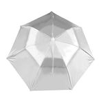 Hunter's Tail UV Umbrella Hat, with Umbrella Fishing Gardening Tri-Folded Umbrella One Ventilate Canopy 91cm, Bright Silver