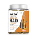 WOW Life Science Strong Hair Gummies with Biotin, Ceramosides, Amla, Vitamin A, B, C, E, & Zinc for Stronger, Thicker, Shinier Hair | 60 Strawberry Flavored Gummies