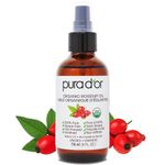 PURA D'OR ORGANIC Rosehip Seed Oil 4 Oz (118 ml) - 100% Pure Cold Pressed USDA Certified, Natural Moisturizer for Face, Hair & Skin - Suitable for Women & Men