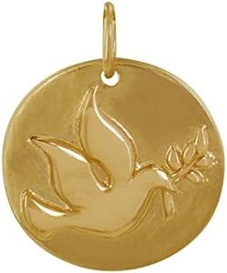 LES POULETTES BIJOUX - Pendentif Plaqué Or Médaille Ronde Colombe de la Paix