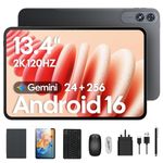 2026 Upgraded 13.4 inch Android 16 Tablet with Keyboard, Large 13 inch Tablet with 2K 120Hz IPS Display, 24GB RAM + 256GB ROM, 2.2Ghz Octa-Core,10000mAh Battery, Tablet with Pen & Mouse