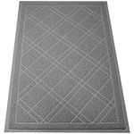 SlipToGrip - (Gray) Universal Plaid Door Mat with DuraLoop - XL 42"x35" Outdoor Indoor Entrance Doormat - Waterproof - Low Profile Door Mat - Welcome - Front Door Garage Patio - Phthalate & BPA Free