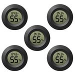 5-Pack Thermometer Hygrometer, Humidity Temperature Meter Gauge with LCD Monitor Black Round Hygrometer Thermometer Indoor Outdoor Humidity Meter Gauge for Home Greenhouse Basement Babyroom