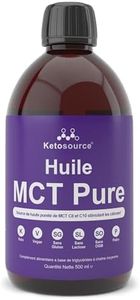 Huile MCT Pure Ketosource® | Source de haute pureté de MCT C8 et C10 stimulant les cétones | Conforme au céto et au jeûne | Végétalien et sans gluten | Flacon de 500 ml en plastique PET recyclable