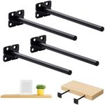 SOMADA 8 Inch Floating Shelf Brackets, 4 Pack Invisible Heavy Duty Shelf Supports, Solid Steel Hardware Kit for Mounting Concealed Wooden Shelves or Mantle, Hidden Brackets for Blind Shelf.
