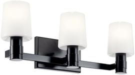 KICHLER Adani 3-Light Vanity, Modern Light with Opal Glass in Black, Bathroom or Powder Room (8.25" x 24"), 55176BK