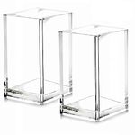 2 Pack Clear Acrylic Pencil Pen Holder Cup,Desk Accessories Holder,Makeup Brush Storage Organizer,Modern Design Desktop Stationery Organizer for Office School Home Supplies,2.6X 2.6X 4 inches