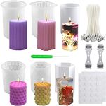 NICAVKIT 6Pcs Silicone Candle Molds Set for Candle Making, Bubble Pillar Candle Mold, 3D Hexagonal Cylinder Candle Mold, Silicone Mold for Soy Wax, Soap, DIY Scented Candle