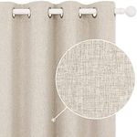 Deconovo 100% Blackout Curtains Faux Linen Thermal Insulated Curtains for Summer, Insulated Blackout Eyelet Curtains for Bedroom W46 x L54 Inch Taupe One Pair