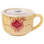 Silver Buffalo Harry Potter Marauder's Map Mischief Managed Ceramic Soup Mug with Vented Plastic Lid, 24 Ounces, 1 Count (Pack of 1)