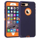 smartelf Case for iPhone 7 Plus/8 Plus Heavy Duty With Built-in Screen Protector Shockproof Dust Drop Proof Protective Cover Hard Shell for Apple iPhone 7+/8+ 5.5 inch-Blue/Orange