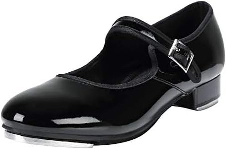 Linodes Unisex PU Leather Easy Strap Tap Shoe Dance Shoes for Women and Men's Dance Shoes-608-Black Patent-9.5M