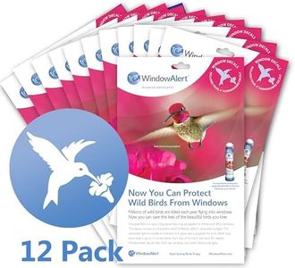 WindowAlert Hummingbird Anti-Collision Decal 12 Pack - UV-Reflective Window Decal to Protect Wild Birds from Glass Collisions - Made in The USA