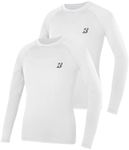 Roadbox Boys Youth Compression Shirts - 2 Pack Long Sleeve Athletic Undershirt Kids Quick Dry Base Layers for Baseball Soccer Football