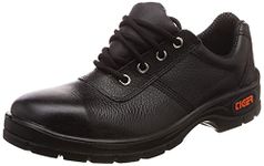 Tiger Men's Low Ankle Lorex Steel Toe Safety Shoes (Size 11 UK, Black, Leather) (TIGER11d)