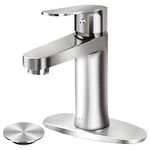 SOKA Brass Bathroom Faucet Chrome Sink Faucet Brushed Nickel with Pop-up Sink Drain Stopper & Deck Plate 1 or 3 Hole Bathroom Faucet Single Handle Bathroom Faucet Single Hole RV Faucet