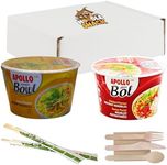 Large Instant Noodle Bowl Duo Bundle - With Apollo XL Chicken & Curry Flavours -Includes Eco-Friendly Chopsticks and Cutlery - 2 x 85g