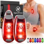 Apace Vision LED Safety Light (2 Pack) with Bonus Items – Clip On Strobe/Running Lights for Runners, Dogs, Bikes, Walking and More (Red)