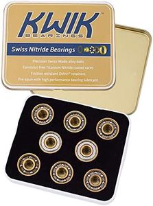 Riedell Kwik Swiss Nitride Bearings - Set of 16 Swiss Chromium Steel Roller Skate Bearings - 8mm