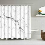 Mantto Marble Shower Curtains No Liner, Waterproof Polyester Fabric Shower Curtain Fabric Set with Plastic Hooks for Bathroom Decorations Accessories, Modern Concise Design 72" x 72" (D1023)