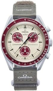 Swatch Omega x Moon Mission to Pluto Speedmaster Bordeaux – Neuf, unisexe, Beige et bordeaux, Moderne