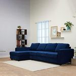 Wakefit Sofa Set for Living Room | 3 Year Warranty | L Shape Sofa, Sofa Set, Wooden Sofa Set for Living Room, 3 Seater Sofa + Left Aligned Chaise - Napper (Fabric, Cobalt Blue)