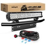 Nilight 20Inch 126W LED Light Bar Spot Flood Combo Driving Off Road with Front License Plate Mounting Bracket Wiring Harness for Trucks Pickup Car SUV ATV UTV 4x4 Van Camper, 2 Years Warranty