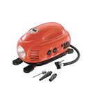 BLACK+DECKER ASI200-XJ ASI200 8.27 Bar 120 PSI Compressor Air Pump 12 V Connector with 3 Piece Accessories, Orange