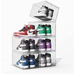 Yagizaai Bayou Shoe Storage Box, 6PCS Shoe Box Clear Plastic Stackable, Drop Front Shoe Box with Clear Door, Shoe Organizer and Shoe Containers for Sneaker Display, Fit up to US Size 12