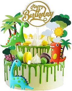 Dinosauro Topper Torta Compleanno, 13 Pezzi Cake Topper Dinosauri, Decorazioni Dinosauri Compleann, Albero Giungla Tema Torta Toppers per Festa di Compleanno del Ragazzo