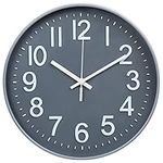 Esteopt Wall Clock 12" Silent Non-Ticking Modern Wall Clocks Battery Operated for Office, Home, Bathroom, Kitchen, Bedroom, School, Living Room Grey