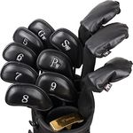 Craftsman Golf 8pcs 5,6,7,8,9,P,S,G Black Leather Iron Headcover and 3pcs Hybrids Rescue Covers Set