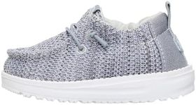 HEYDUDE Infant LILDUDE Core Slip On Shoes, Grey/White Size 3 | Easy On Elastic Scrunch Collar
