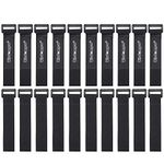 Wisdompro 20 Pack 0.8 x 8 inch Hook and Loop Reusable Fastening Cable Tie Down Straps - Reusable, Durable Functional Ties to Keep Your Home, Office, Workspace from Tangled Messes of Cords