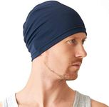 CHARM Mens Running Sports Beanie - Gym Caps Sweat Wicking Bike Hat Helmet Liner Navy