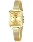 CIVO Womens Watch Square Gold: Stainless Steel Ultra-Thin Mesh Strap Ladies Watch Waterproof Analog Quartz Wrist Watches for Women Luxury Fashion