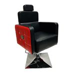 P P CHAIR Leather Beauty Parlor Cutting Chair,Salon/Barber/Cutting/Makeup/Makeover Bride Bridegroom Chair, Cushioned Seat Back, with Hydraulic & Push Back System (Red Black)
