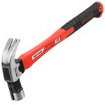 MAXPOWER 10Oz Curved Claw Hammer Rip Hammer with Magnetic Nail Holder and Non-Slip Fibreglass Handle, 10Oz/280g