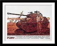 Tallenge - Fury - Brad Pitt - Hollywood War WW2 Movie Poster - Medium Framed Poster(Paper,16 x 24 inches, MultiColour)