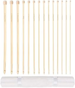 Curtzy Set Uncinetti Bamboo Tunisini-Afgani (14 Misure) - Set Uncinetto Legno da 35 cm da 2 a 10 mm - Kit Amigurumi Uncinetti di Legno per Principianti ed Esperti - Uncinetto Set Professionale